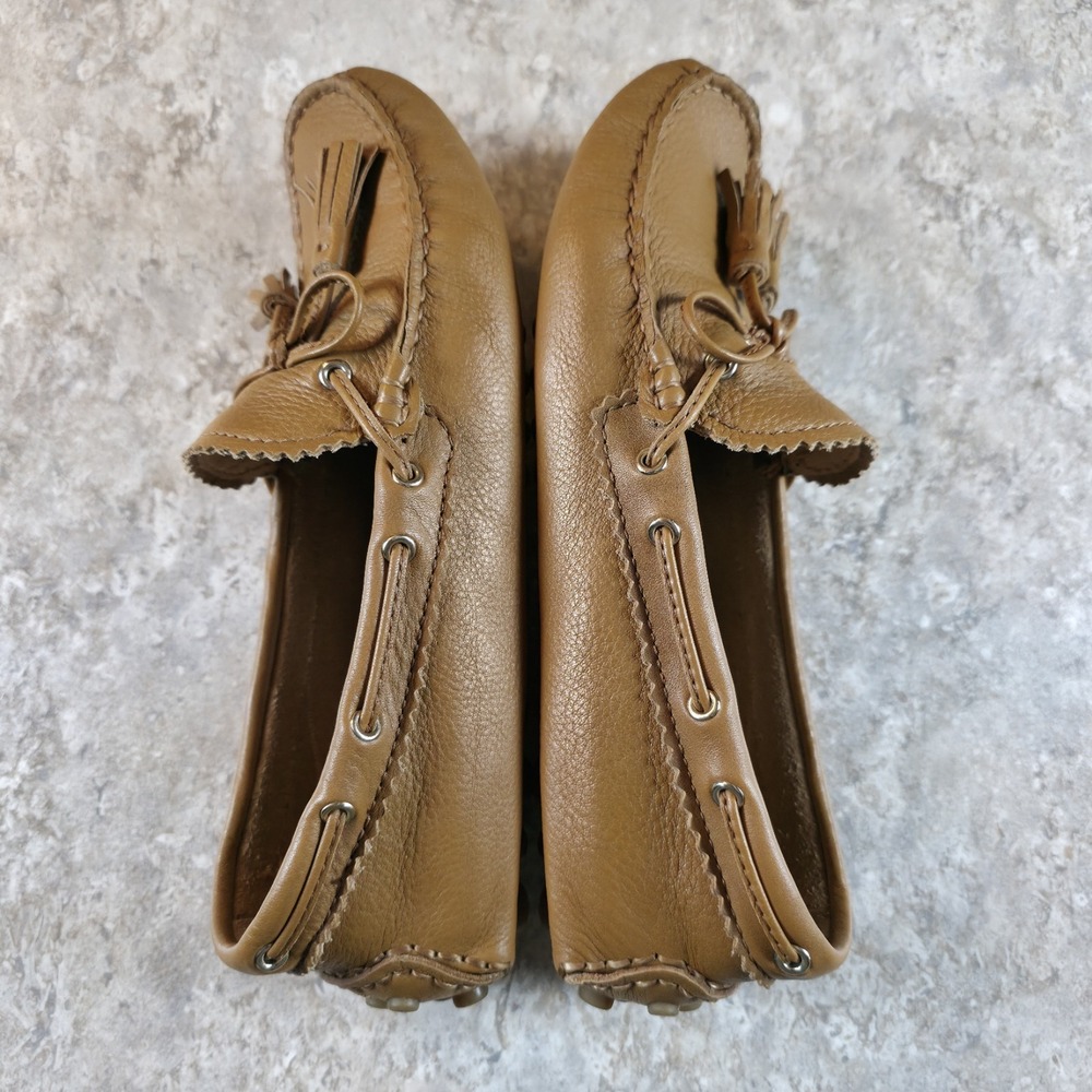 Coach Nadia Driving Moccasins Women 7.5 B Tan Leather Tassel Loafers A0954 - Picture 3 of 9